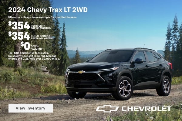 2024 Chevy Trax LT 2WD. Ultra-low mileage lease example for qualified lessees. $354 per month for...