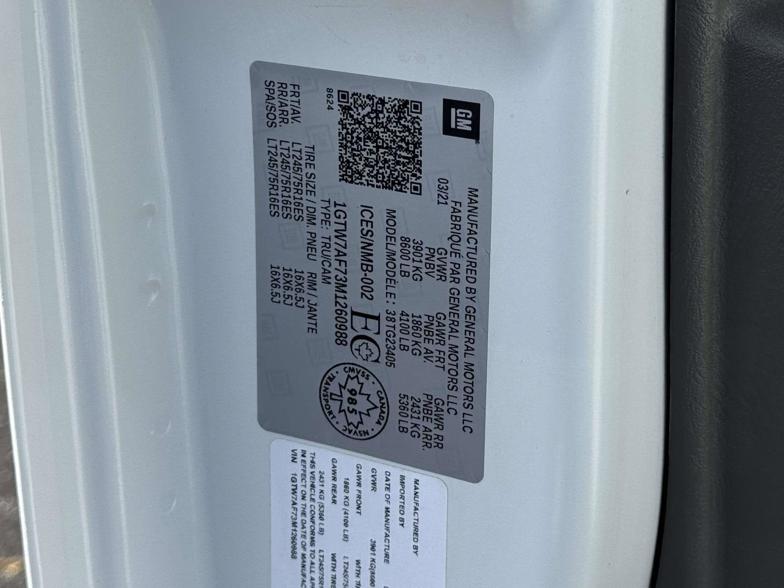 2021 GMC Savana Cargo 2500 Work Van